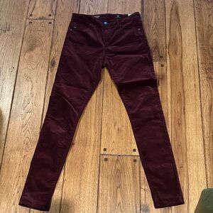 AG Adriano Goldschmied Maroon Corduroy Pants